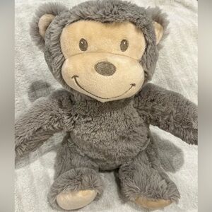 Silver One Intl Gray & Tan Plush Monkey 11” sitting pose, very soft